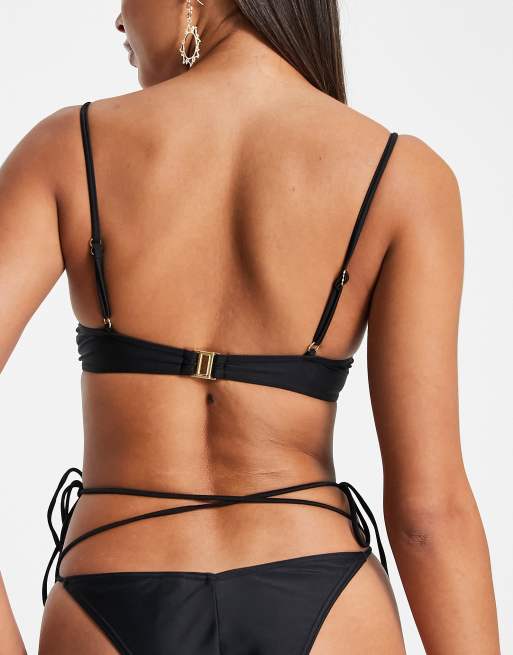South Beach mix & match exaggerated underwire bikini top in black , 2 of 4
