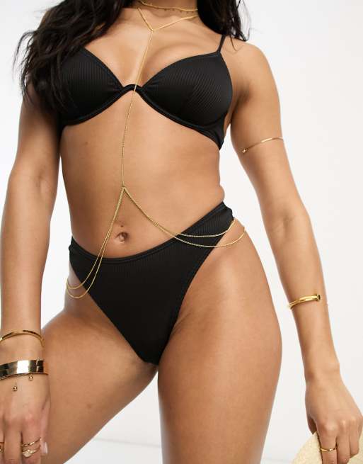 South Beach Mix And Match Rib Thong Bikini Bottoms In Black Asos 0718