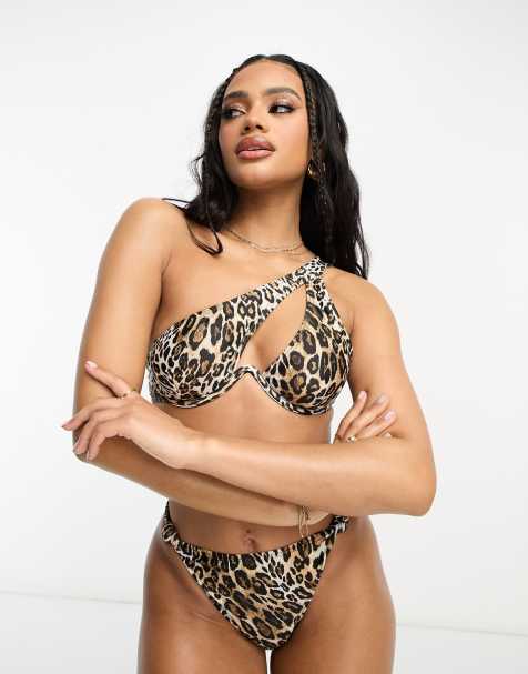 South Beach - Mix og match - Oneshoulder-bikinitop med bøjle og leopardprint - view 1