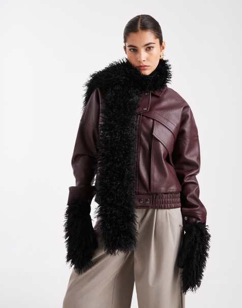 South Beach mongolian scarf and mittens set in black 