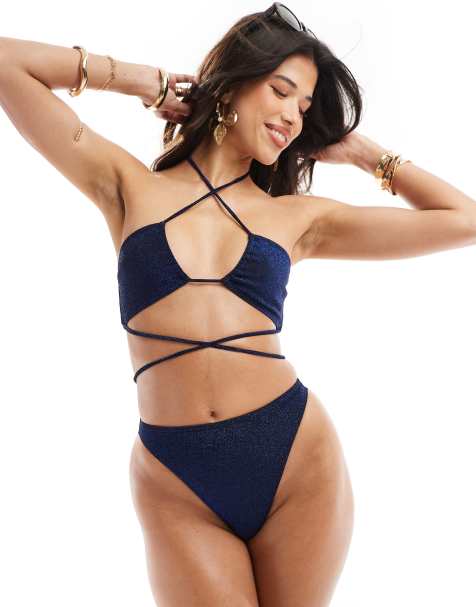 South Beach – Mörkblå glittrig bikini - view 1