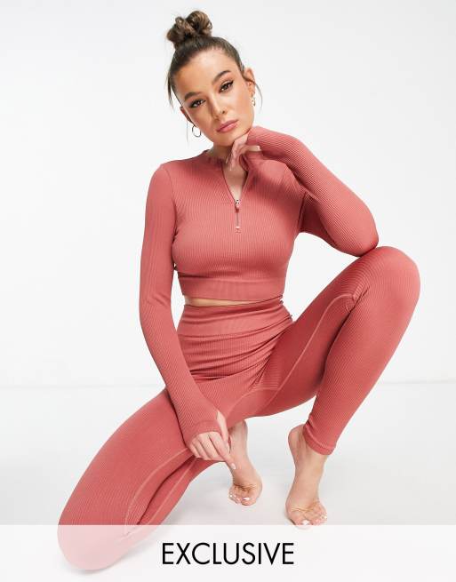 South Beach - Naadloze legging met hoge taille in cederroze 
