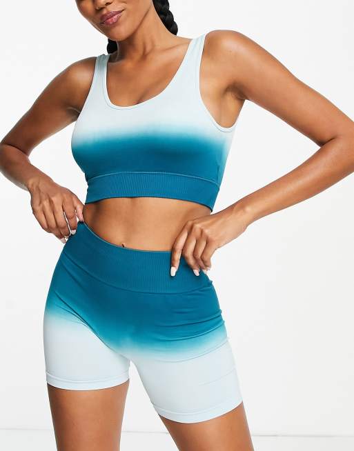South Beach - Naadloze leggingshort in blauw met kleurverloop