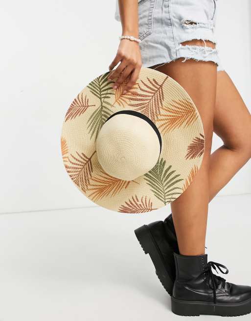 South Beach – Naturfarbener Strohhut mit Palmenprint, 4 von 4