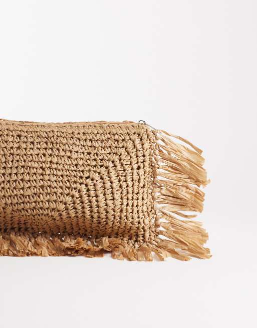 South Beach - Naturfarvet clutch-taske med stråfrynser , 4 af 4