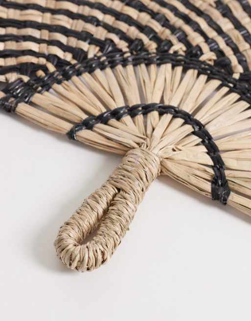 South Beach - Naturfarvet og sort vifte i raffia, 3 af 3