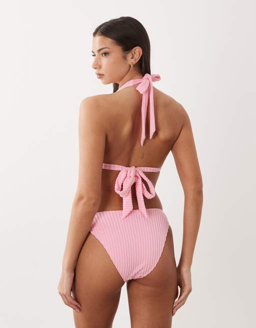 South Beach – Neckholder-Bikinioberteil in Rosa mit Metallverzierung, 4 von 4