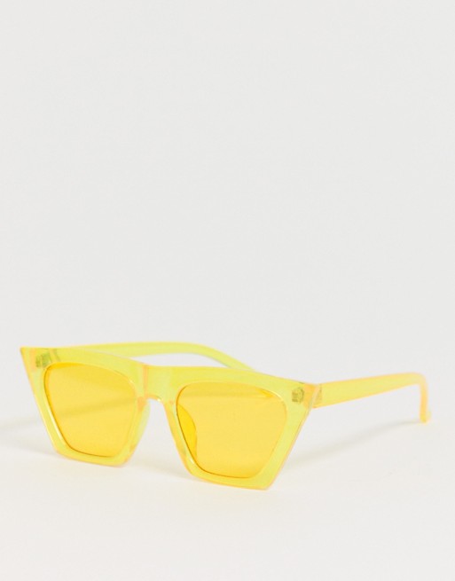 South Beach neon yellow angular sunglasses