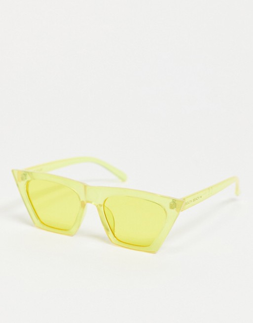 South Beach neon yellow sunglasses