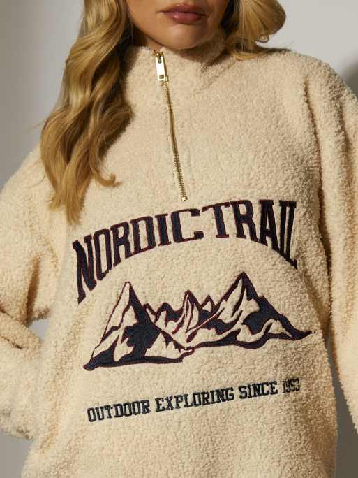 South Beach - Nordic Trail - Veste imitation peau de mouton à demi-zip - Crème , 3 de 4