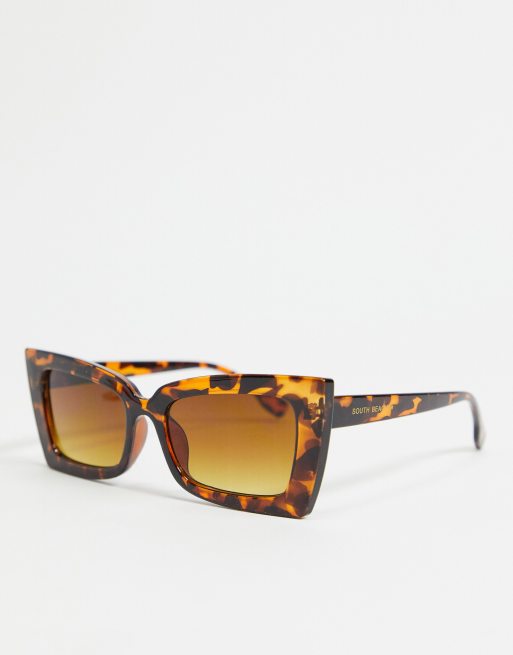 South Beach - Occhiali da sole cat-eye spessi, colore tortora