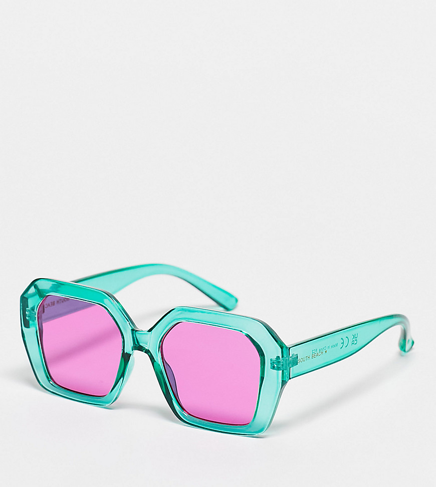 Occhiali da sole esagonali turchese-Blu - South Beach occhiali donna 