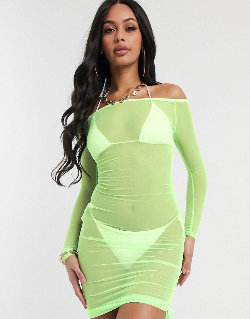 South Beach Off The Shoulder Bodycon Dress-Green
