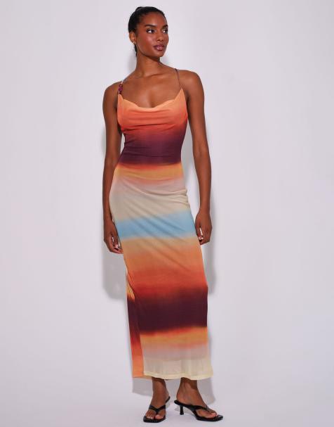 South Beach Ombre mesh cowl neck maxi dress in multi - view 1