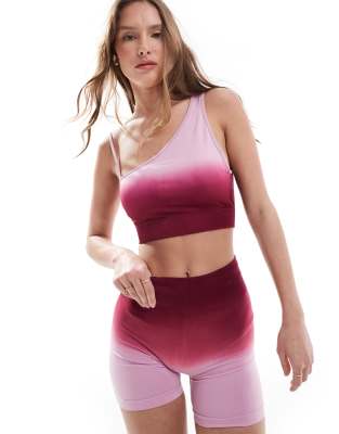 South Beach Ombre seamless asymmetric bra top in pink
