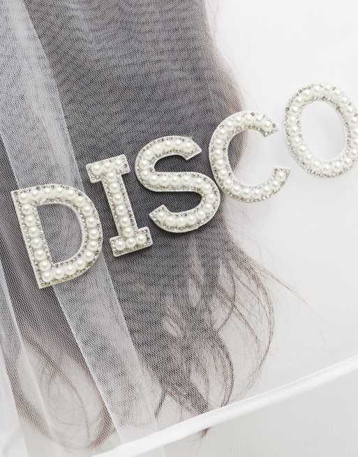 South Beach - One Last Disco - Bruidskleding - Cowboy hoed met versiering en afneembare sluier in wit, 3 van 4