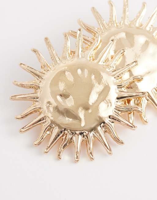 South Beach - Orecchini appariscenti color oro con sole, 4 di 4