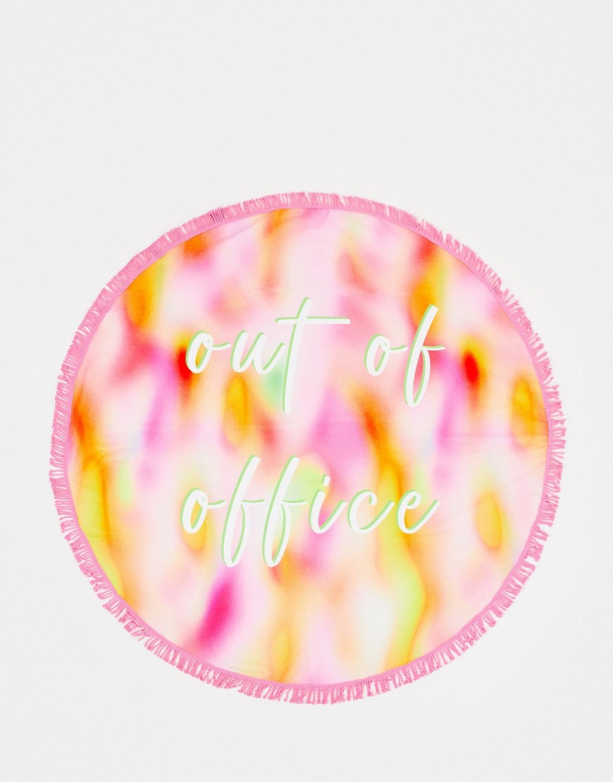 South Beach out of office round beach towel in pink tie dye