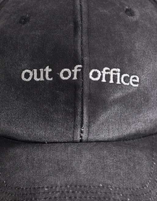 South Beach out of office slogan cap in black acid wash , 3 of 3