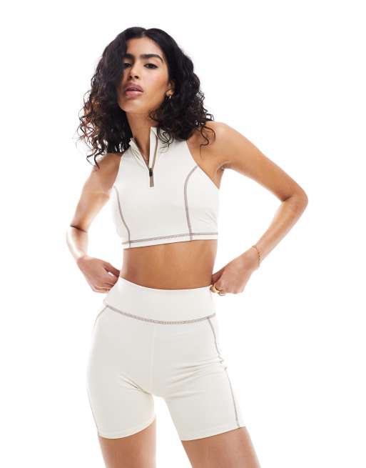 South Beach Overlock stitch short in cream