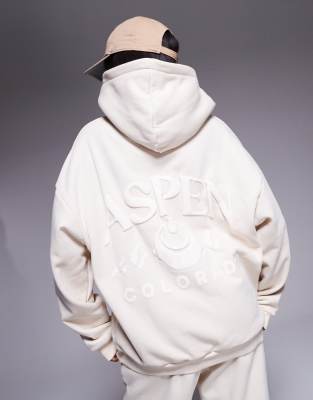 South Beach - Oversize-Kapuzenpullover in Cremeweiß