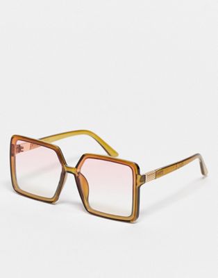 South Beach oversized 70's style sunglasses in brown