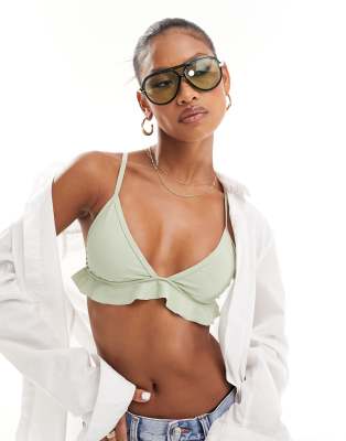 South Beach oversized aviator sunglasses in dark green