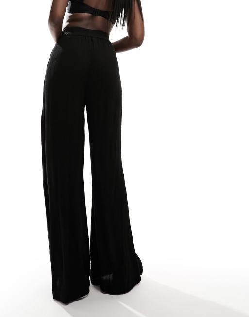 South Beach oversized beach pants in black, 2 of 5