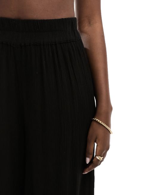 South Beach oversized beach pants in black, 3 of 5
