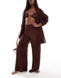 South Beach oversized beach pants in brown