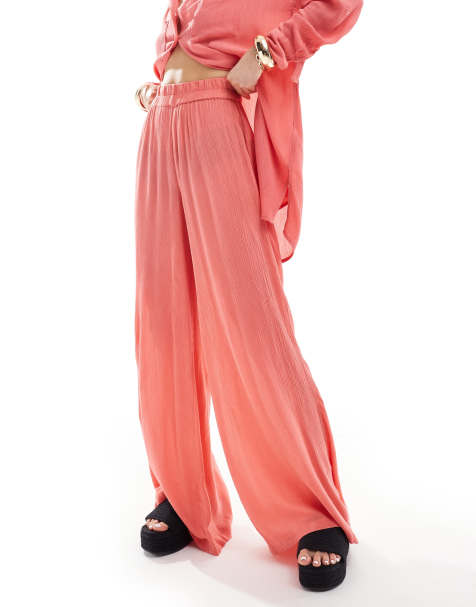 South Beach oversized beach trouser in watermelon - view 1