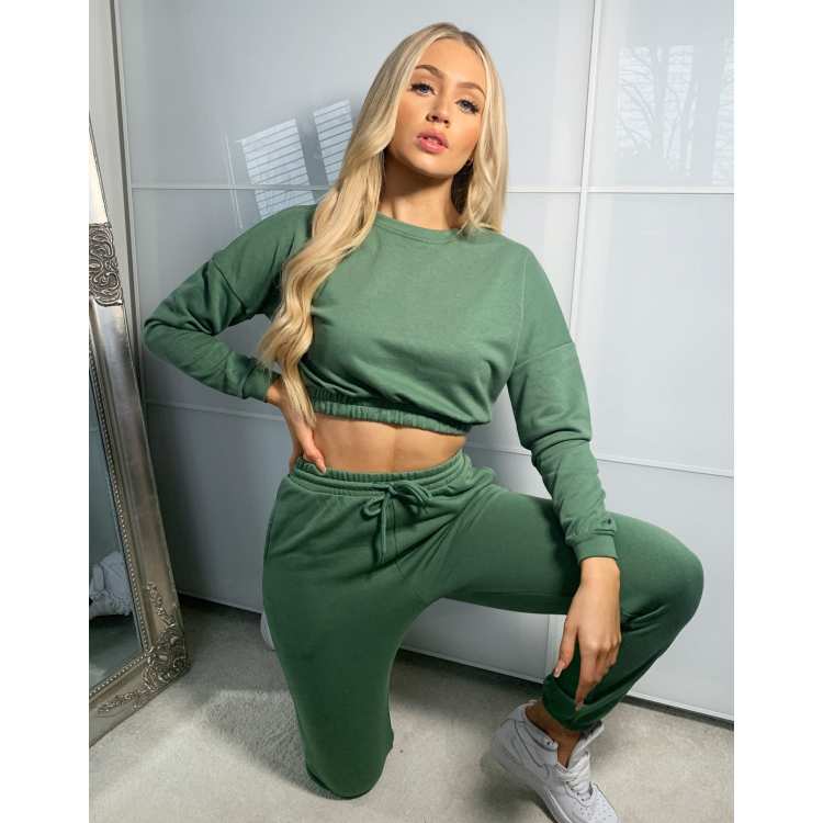 South Beach oversized cropped sweatshirt in khaki green ASOS