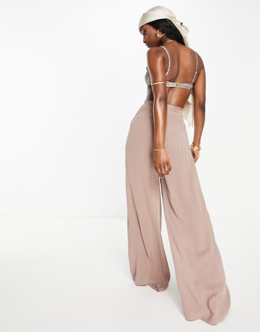 South Beach oversized drawstring beach pants in sand ASOS