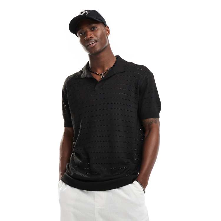 トップス WIND AND SEA MESH KNIT POLO / BLACK M WIND AND SEA MESH KNIT POLO / BLACK M