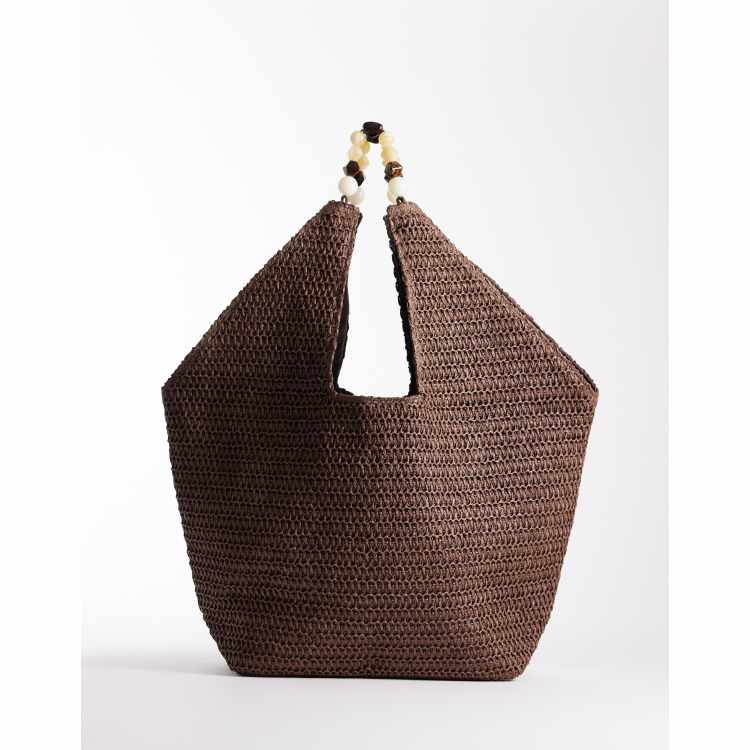 South Beach oversized landscape shoulder tote bag with resin bead