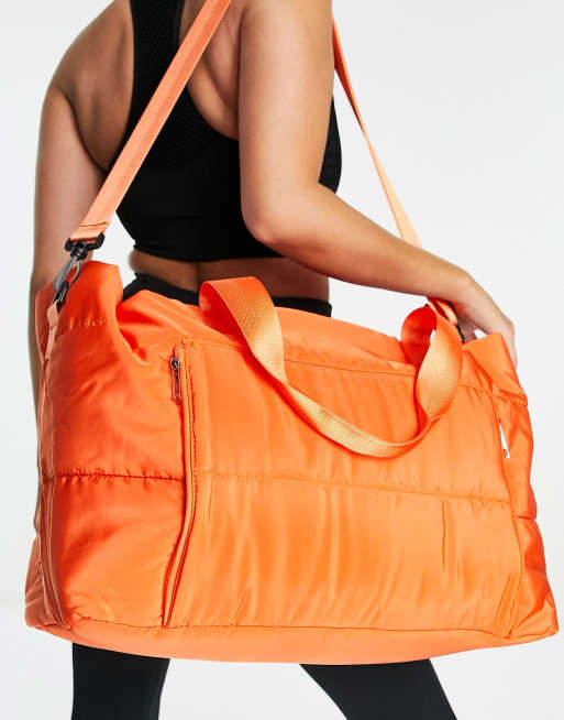 South Beach oversized quilted gym bag in orange