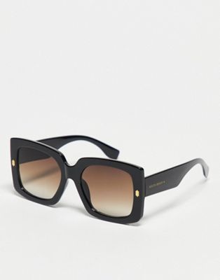 South Beach oversized square sunglasses in black