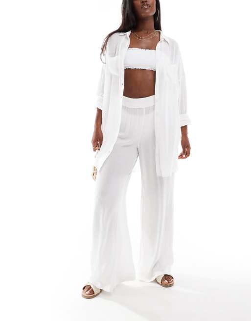 South Beach - Oversized strandbroek in wit