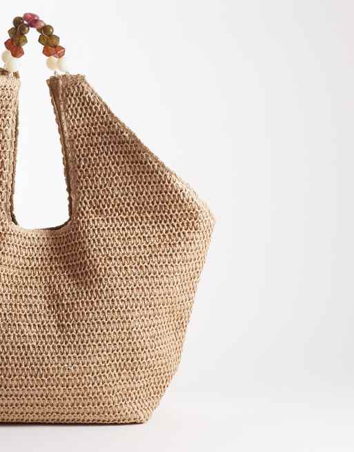 South Beach - Oversized tote tas met schouderband met harskralen in naturel , 3 van 4