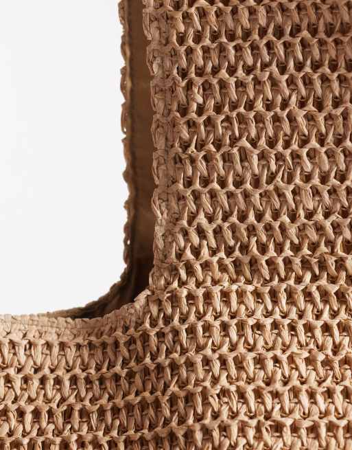 South Beach - Oversized tote tas met schouderband met harskralen in naturel , 4 van 4
