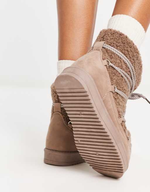 South Beach padded borg snow boots in mocha , 2 of 4