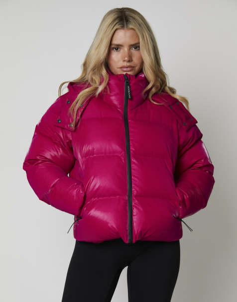 South Beach padded hooded ski jacket in pink - view 1