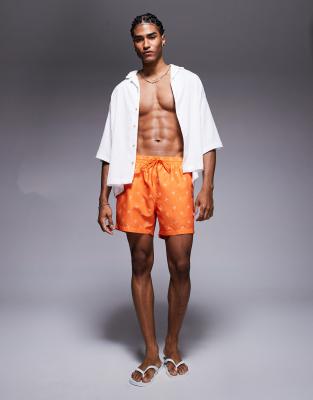 South Beach Palm Tree Print Swim Shorts