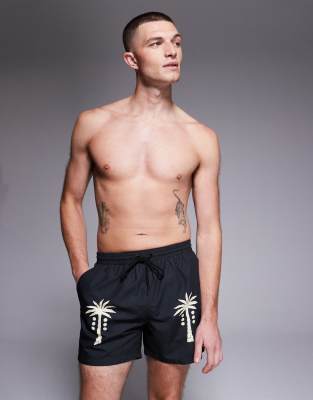 South Beach Palm Tree Swimsuit In Black