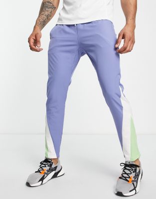 South Beach paneled slim fit polyester sweatpants in navy-Blue