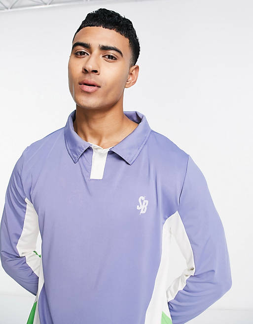 South Beach panelled polo jersey in navy