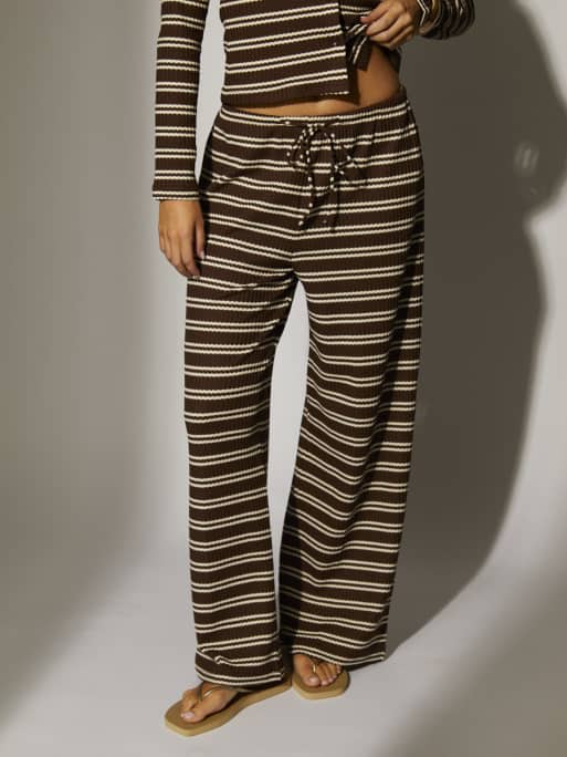 South Beach - Pantalon ample à rayures - Marron , 2 de 3