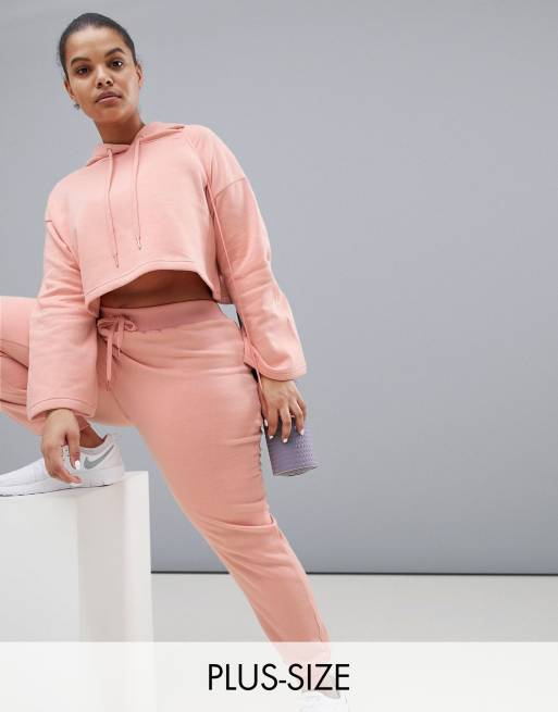 South Beach Plus - Ensemble hoodie court à manches cloche et pantalon de jogging - Blush, 3 de 3