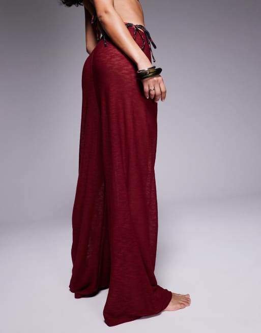 South Beach - Pantalon de plage en maille - Bordeaux, 3 de 5