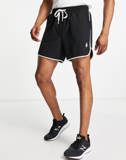 South Beach - Pantaloncini stile running in poliammide nera con bordi a contrasto 